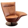 Relaxsessel FM-180 Pli Bezug Leder Living Whisky Braun Tellerfuß Metall Schwarzmatt Beschichtet