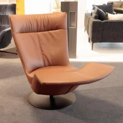 Relaxsessel FM-180 Pli Bezug Leder Living Whisky Braun Tellerfuß Metall Schwarzmatt Beschichtet