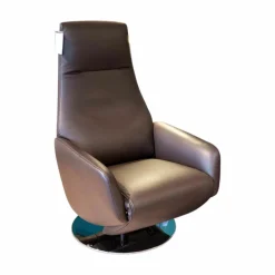 Relaxsessel FM-141 Skye Leder A Cigarro Dunklebraun Gestell Verchromt Glänzend Mit Motor