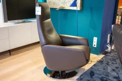 Relaxsessel FM-141 Skye Leder A Cigarro Dunklebraun Gestell Verchromt Glänzend Mit Motor