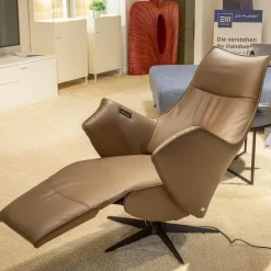 Relaxsessel Girona Medium Leder Prisma 600 Braun Kreuzfuß 32 Aluminium Schwarz