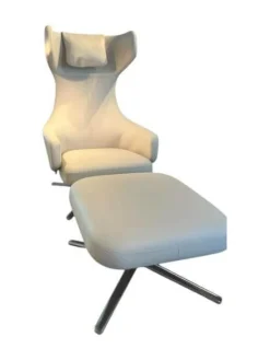 Relaxsessel Grand Repos Leder Premium 73 Ton Grau mit Ottoman