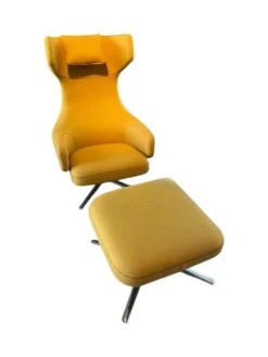 Relaxsessel Grand Repos Stoff Cosy Rapsgelb mit Ottoman