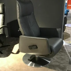 Relaxsessel Horgau S-Lounger L Leder Moor Grau mit Relaxfunktion