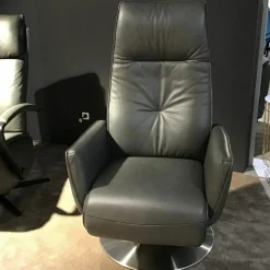 Relaxsessel Horgau S-Lounger L Leder Moor Grau mit Relaxfunktion