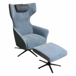 Relaxsessel Houston Relax Stoff Innen Carmen 158 Niagara Grau Außen Loreto 48a Steel Anthrazit Sternfuß Metall Schwarz