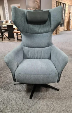 Relaxsessel Houston Relax Stoff Innen Carmen 158 Niagara Grau Außen Loreto 48a Steel Anthrazit Sternfuß Metall Schwarz