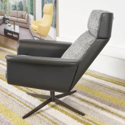 Relaxsessel Legend Leder Normandie Schwarz Stoff Scott 191 Grau