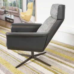 Relaxsessel Legend Leder Normandie Schwarz Stoff Scott 191 Grau