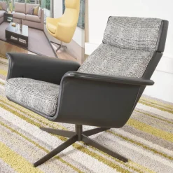 Relaxsessel Legend Leder Normandie Schwarz Stoff Scott 191 Grau