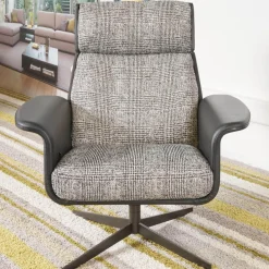 Relaxsessel Legend Leder Normandie Schwarz Stoff Scott 191 Grau