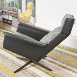 Relaxsessel Legend Leder Normandie Schwarz Stoff Scott 191 Grau