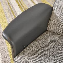 Relaxsessel Legend Leder Normandie Schwarz Stoff Scott 191 Grau