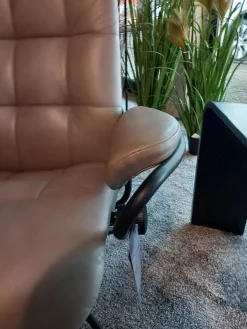 Relaxsessel London High Back Leder Paloma Silver Grey Grau Gestell Star Matt Schwarz Mit Hocker