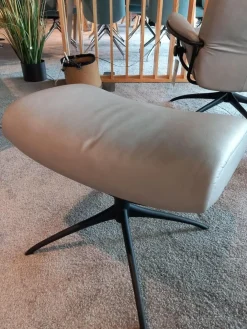 Relaxsessel London High Back Leder Paloma Silver Grey Grau Gestell Star Matt Schwarz Mit Hocker