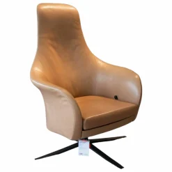 Relaxsessel Marvin Leder Country Ton Hellbraun Gestell Schwarz