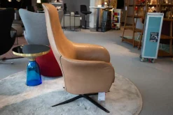 Relaxsessel Marvin Leder Country Ton Hellbraun Gestell Schwarz