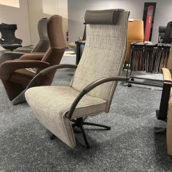 Relaxsessel Mensana JR 7260 Mono Move Medi Stoff Dodo C0207 Creme Hellgrau Meliert 5 Sternfuß Dunkelgrau Lackiert