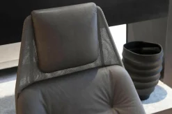 Relaxsessel Mesh Leder Anilina Terra Gestell Chrom mit Relaxfunktion