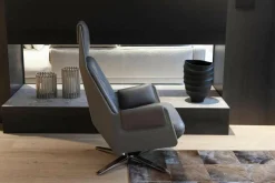 Relaxsessel Mesh Leder Anilina Terra Gestell Chrom mit Relaxfunktion