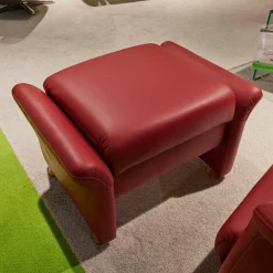 Relaxsessel mit Hocker 6001 Leder 24 Longlife Carrara Kirsche Gestell Buche Kopfteil Verstellbar