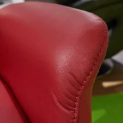 Relaxsessel mit Hocker 6001 Leder 24 Longlife Carrara Kirsche Gestell Buche Kopfteil Verstellbar