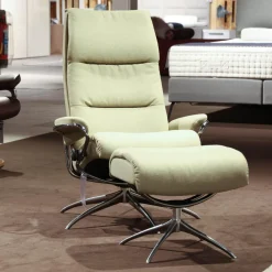 Relaxsessel Mit Hocker Tokyo Stoff Calido 579 Light Green Hellgrün Gestell Star 40 Alu