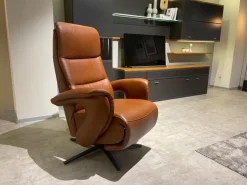 Relaxsessel Mondo Casio R Leder Texas Cognac Braun Sternfuß Pulverbeschichtet Schwarz