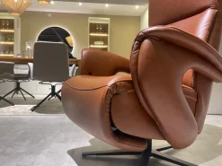 Relaxsessel Mondo Casio R Leder Texas Cognac Braun Sternfuß Pulverbeschichtet Schwarz