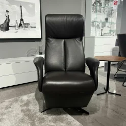 Relaxsessel Multi-Move Symphony Leder Lipano Fondente Schwarz 4-Sternfuß Alu Schwarz