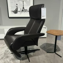 Relaxsessel Multi-Move Symphony Leder Lipano Fondente Schwarz 4-Sternfuß Alu Schwarz