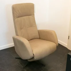 Relaxsessel NX 329 Bezug Leder Rancho Beige Creme Kreuzfuß 87 Schwarz Mit Rückenverstellung