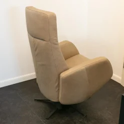 Relaxsessel NX 329 Bezug Leder Rancho Beige Creme Kreuzfuß 87 Schwarz Mit Rückenverstellung