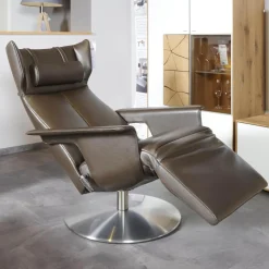 Relaxsessel Orea Leder Braun Gestell Silber