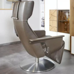 Relaxsessel Orea Leder Braun Gestell Silber