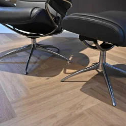 Relaxsessel Paris Leder 096 Noblesse 12 Grau Größe M Hoher Rücken Mit Hocker