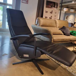 Relaxsessel Rafael Leder Nero PG L30 Medium Schwarz Kreuzfuß Schwarz Relaxfunktion Motorisch