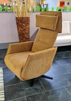 Relaxsessel S700-16 Stoff 0740/05 Orange Fuß Metall Schwarz mit motorischer Verstellung