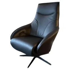 Relaxsessel Signa In Leder Runner Schwarz Mit 3-Motoren mit Akku Seperate Fußteil Rücken Und Kopf Verstellung