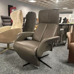 Relaxsessel Symphony JR 3860 Multi Move Medi Leder Celia Smoke Grau Braun 4 Stern Fuß Gewellt Schwarz Lackiert