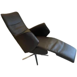 Relaxsessel Twice Leder Semira Schwarz Kreuzfuß Edelstahl 86