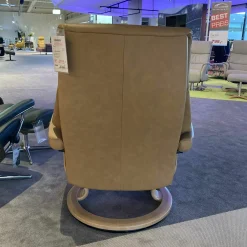 Relaxsessel View 1308010 Classic L Leder Paloma Taupe Grau Gestell Holz Eiche