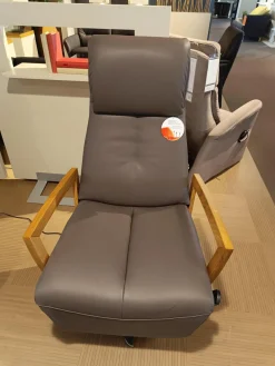 Relaxsessel WK 616 Carlos Leder Longlife E Soft Schlamm Braun Armelehnen Eiche Geölt 4 Sternfuß Metall Chrom Thermo Vital Infrarot Sitz Und Rückenheizung