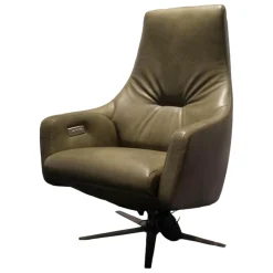 Relaxsessel WK 683 Hailey Medium Bezug Leder Polo 1102 Grün Sternfuß Edelstahl