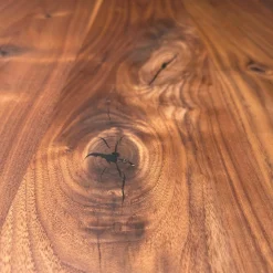 Runder Esstisch Basket BC07 Platte Nussbaum Amerikanisch Natur Geölt Gestell Tiefschwarz