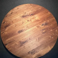 Runder Esstisch Basket BC07 Platte Nussbaum Amerikanisch Natur Geölt Gestell Tiefschwarz