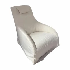 Schabrackensessel Apta Kalos Stoff Ellade 2044 100 Weiß Drehgestell Grau Lackiert