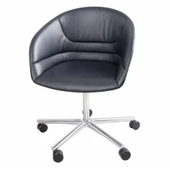 Schalensessel Kyo Leder Congress 251 Schwarz Außenschale Greige Matt