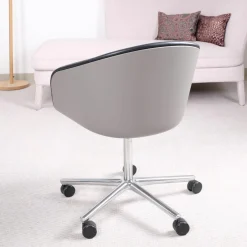 Schalensessel Kyo Leder Congress 251 Schwarz Außenschale Greige Matt