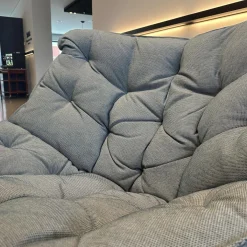 Schaukelstuhl MBrace Geflecht Baltic Blau Grau Sitzfläche Stoff MARnori Blau Grau Gestell Teak Mit Hocker